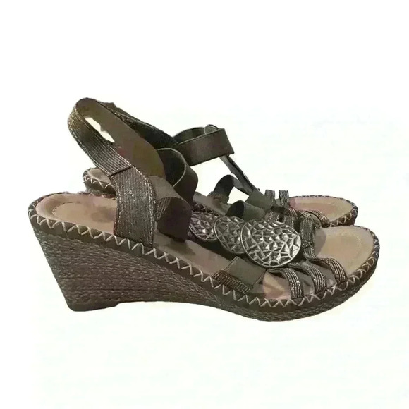 Remonte Ladies Grey / Silver Open‎ Toe Remonte Summer  Wedge Sandals sz 37 sz 6 - Picture 3 of 6